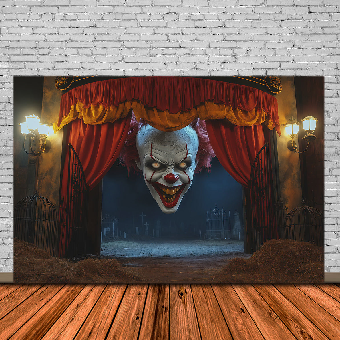 Scary Clown Backdrop Sinister Theater Entrance Empty Tomb Backdrop UK RR67-161