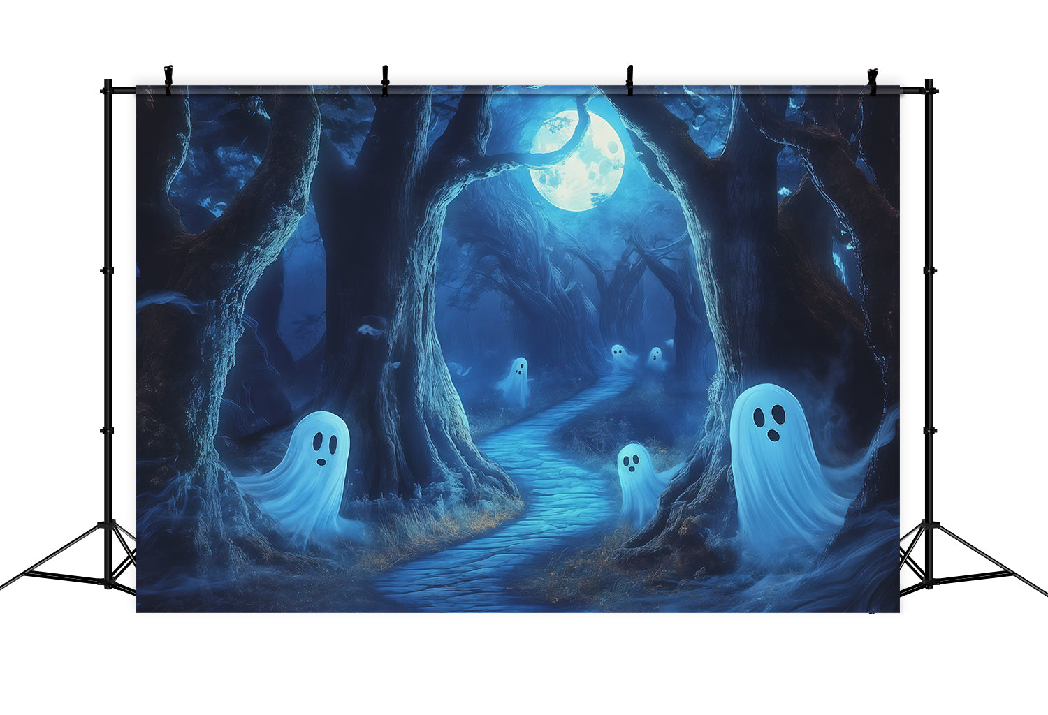 Ghost Backdrop Tapestry Moonlit Forest Path Extra Large Halloween Backdrop UK RR67-162