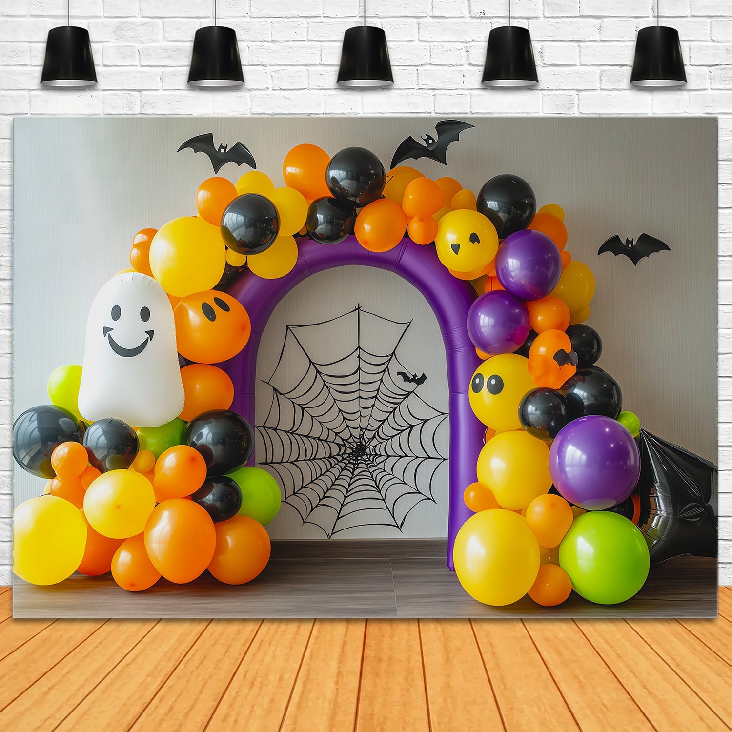 Halloween Balloon Backdrops Colorful Ghost Spiderweb Arch Magic Show Backdrop UK RR67-191