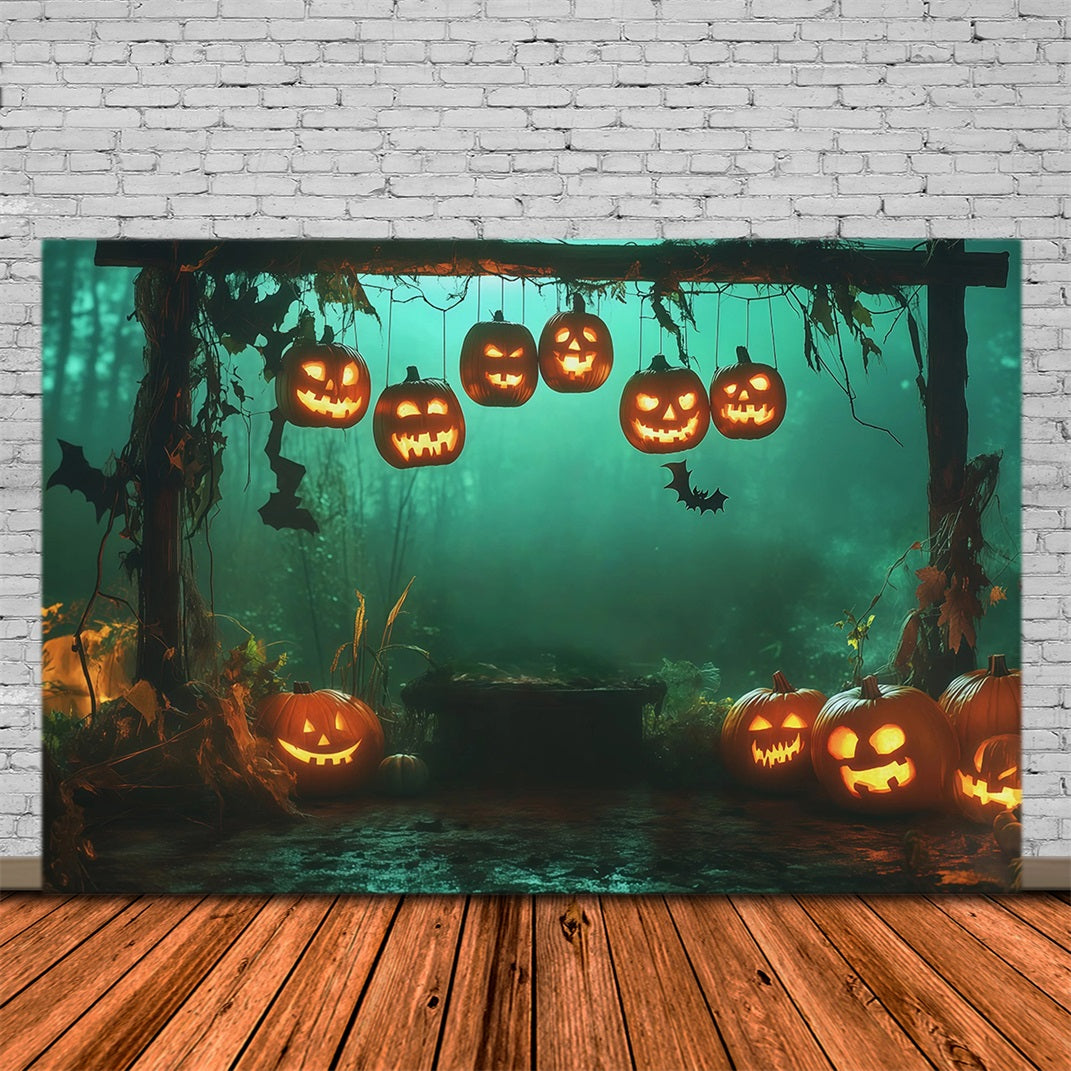 Scary Halloween Backdrop Ideas Hanging Pumpkin Forest Arch Halloween Photoshoot Backdrop UK RR67-28