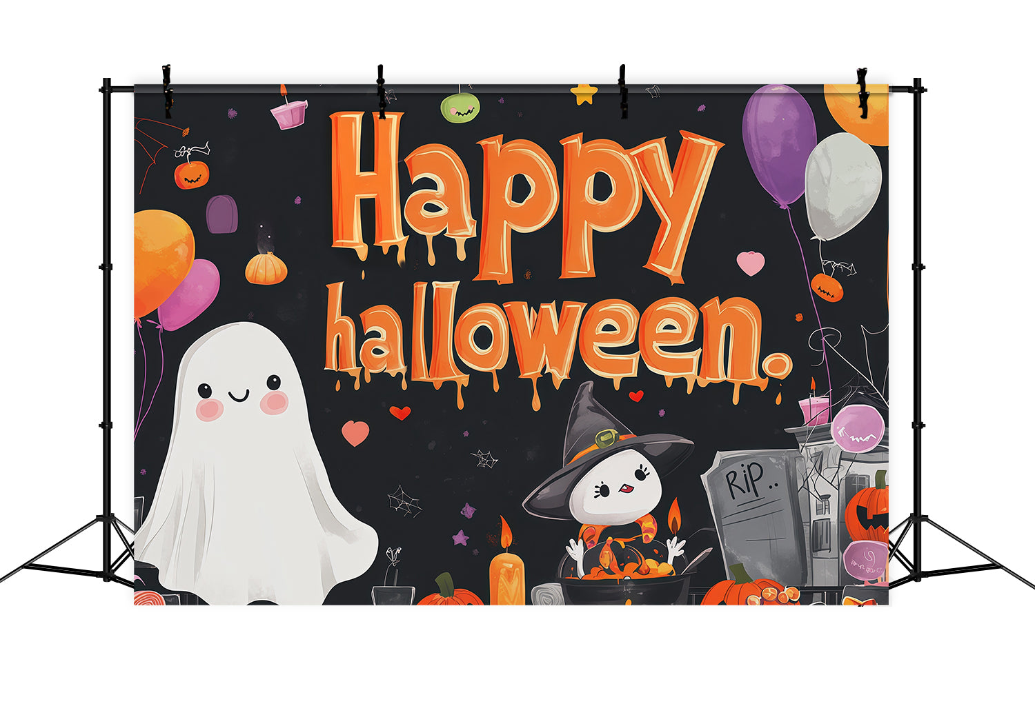 Halloween Party Backdrops Cute Ghost Witch Party Halloween Photo Booth Backdrop UK RR67-7