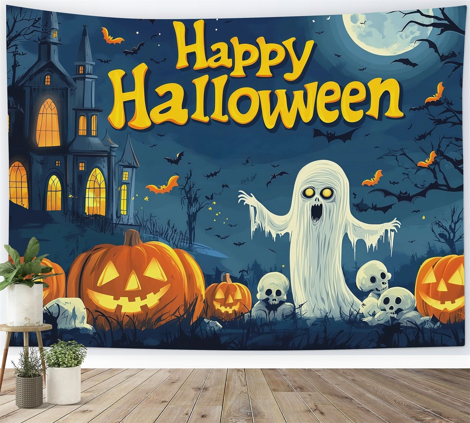 Halloween Party Backdrop Ideas Pumpkin Ghost Skull Poster Halloween Scary Backdrops UK RR67-88