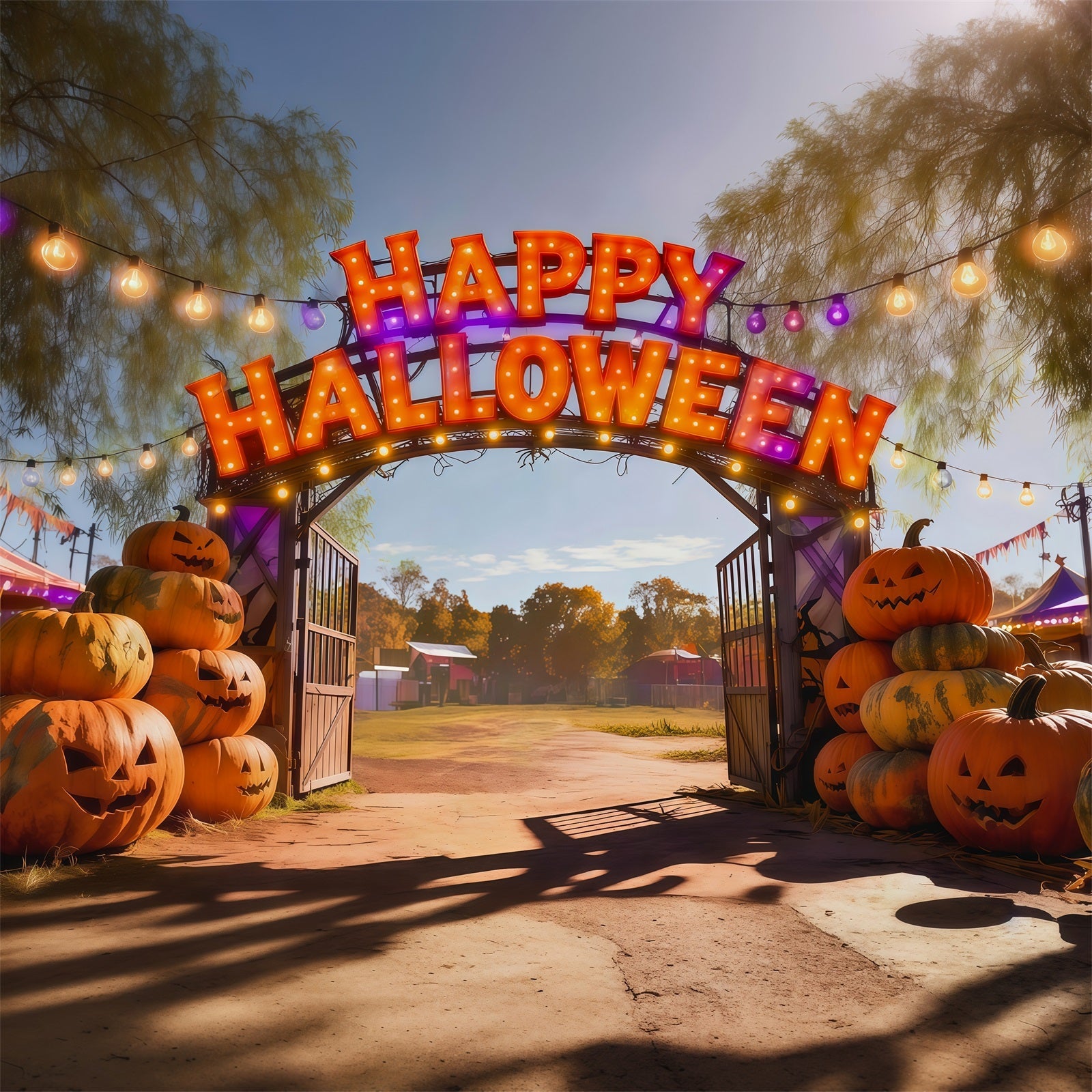 Halloween Carnival Backdrop Pumpkin Festival Entrance Arch DIY Halloween Backdrop UK RR67-90