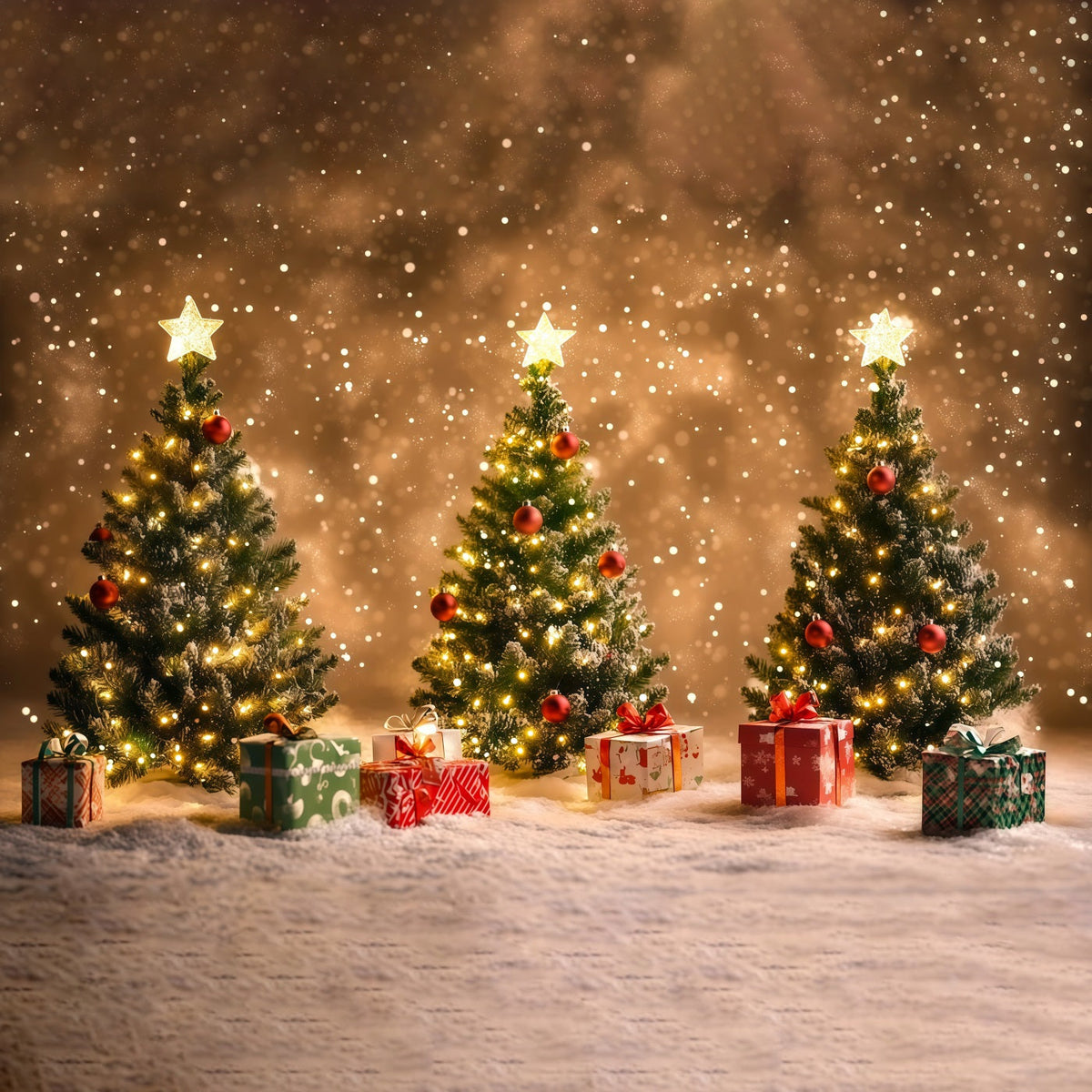 Christmas Tree Backdrop Bokeh Snowy Glowing Trees Backdrops Christmas UK RR68-74