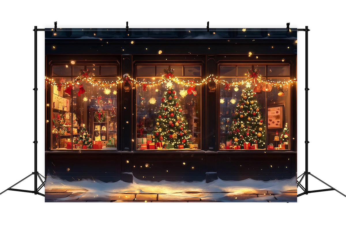 Christmas Store Backdrop Winter Shopfront Window Glow Christmas Wall Backdrop UK RR69-45