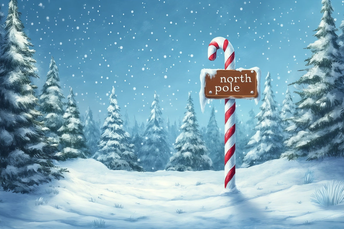 North Pole Christmas Backdrop Winter Snowy Forest Backdrops Christmas UK RR69-68
