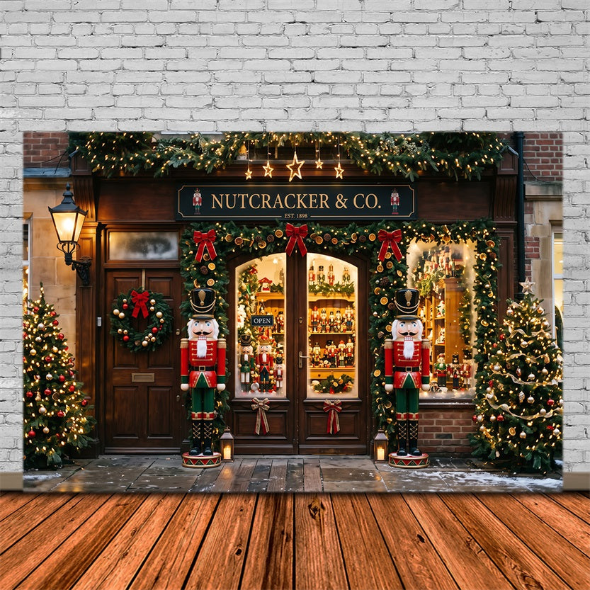 Christmas Store Backdrop Nutcracker Toy Shopfront Wall Christmas Backdrop UK RR69-82