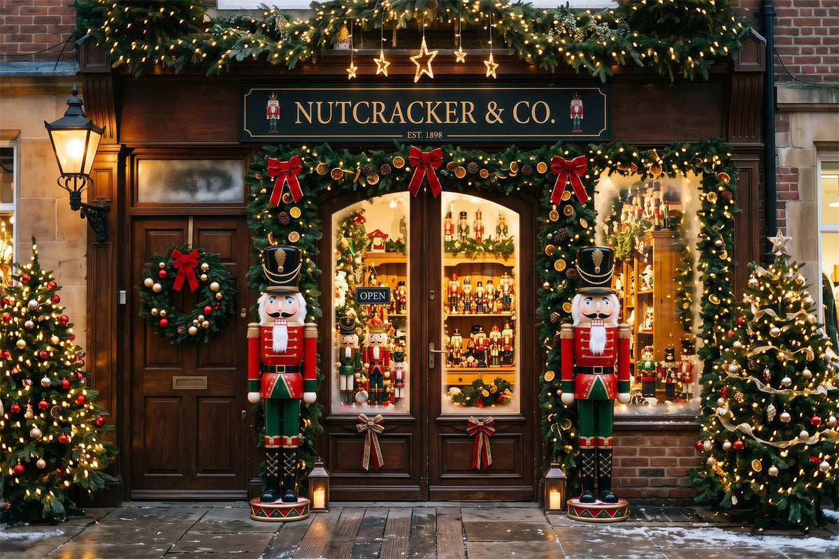 Christmas Store Backdrop Nutcracker Toy Shopfront Wall Christmas Backdrop UK RR69-82
