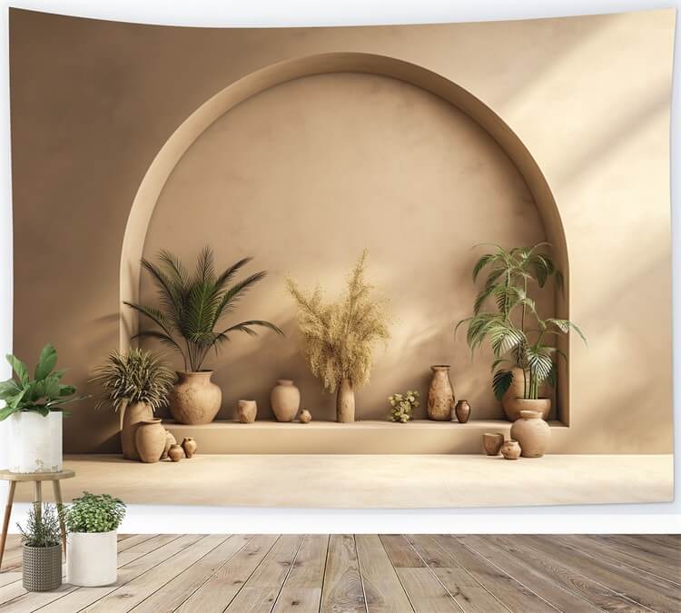 Warm Oasis Boho Photography Backdrop UK RR7-1