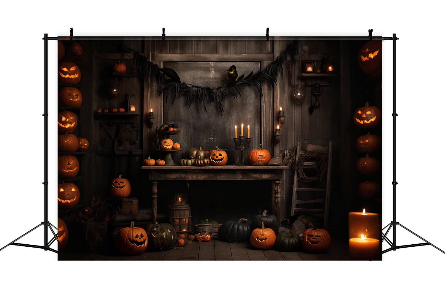 Halloween Witch House Pumpkins Backdrop UK RR7-100