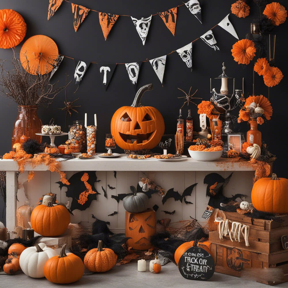 Pumpkins Bats Halloween Photography Backdrop UK RR7-101