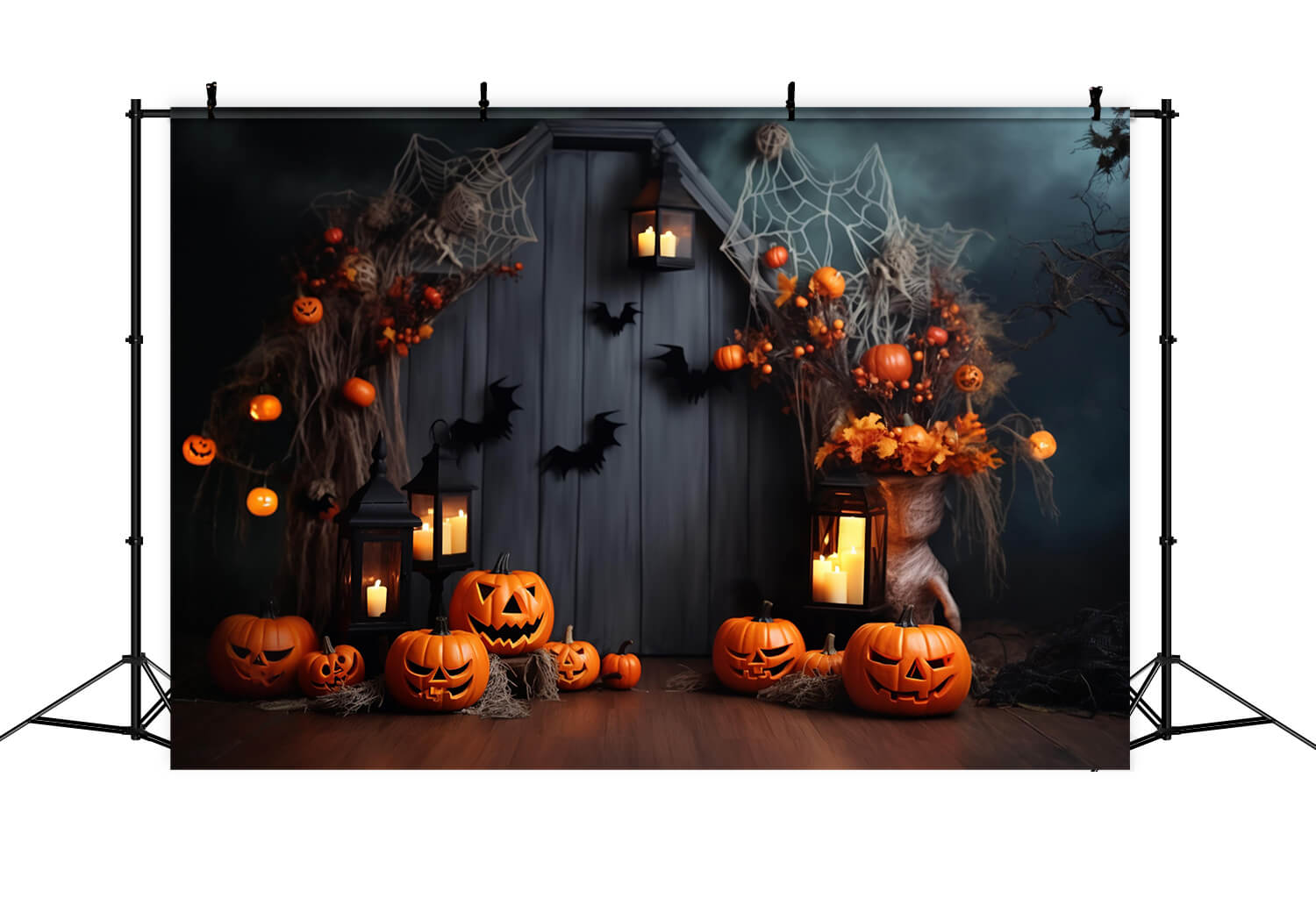 Halloween Pumpkin Lanterns Bats Backdrop UK RR7-102