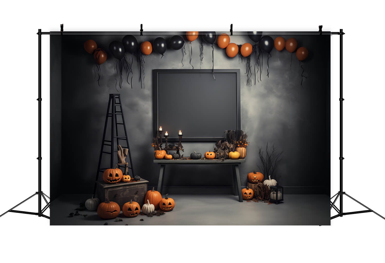 Halloween Decorated Room Pumpkins Backdrop UK RR7-103