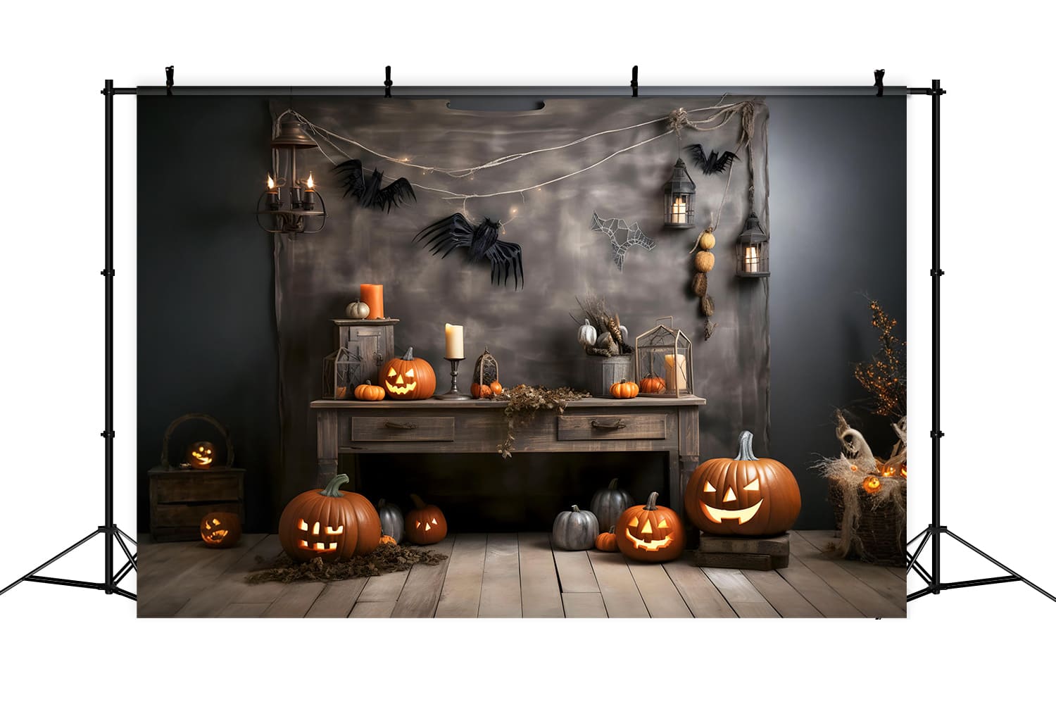 Halloween Pumpkin Lanterns Photography Backdrop UK RR7-104