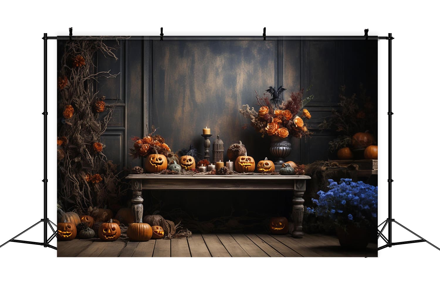 Pumpkins Vintage Wall Halloween Backdrop UK RR7-106