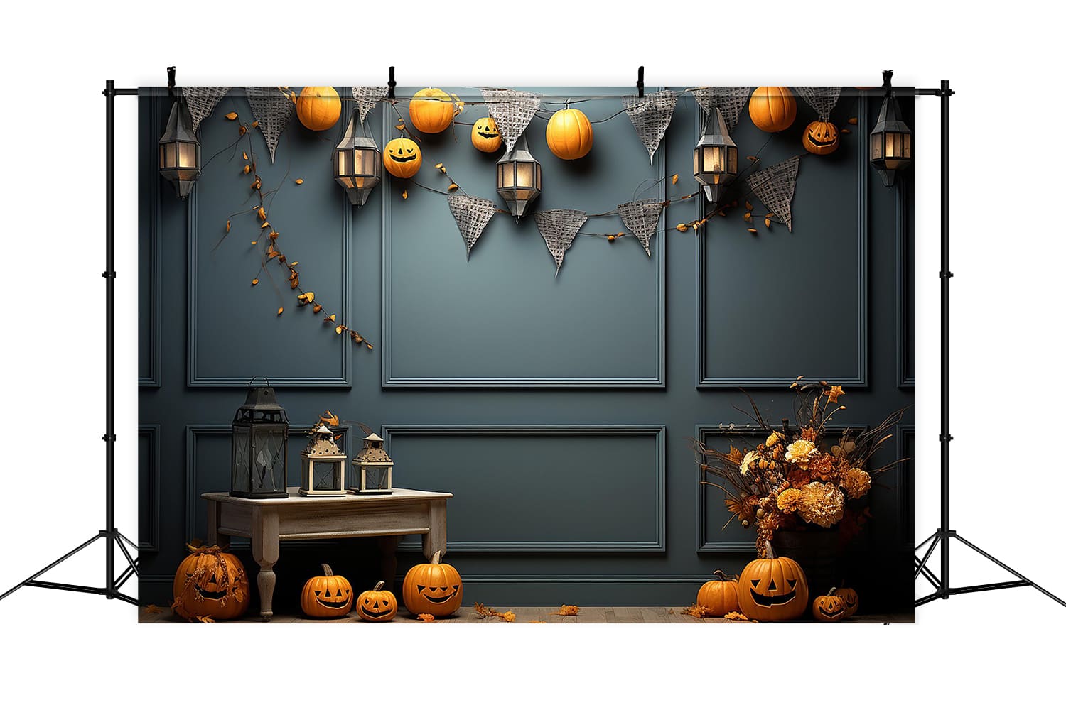 Pumpkins Decorated Wall Halloween Backdrop UK RR7-108