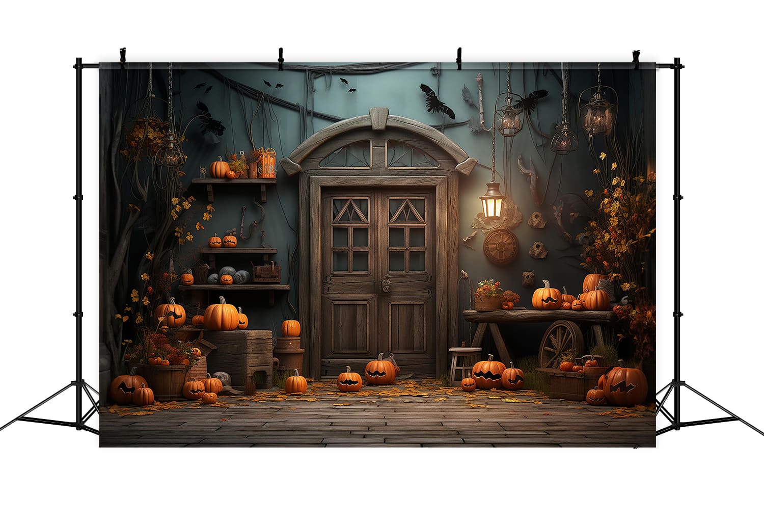 Halloween Pumpkins Door Photography Backdrop UK RR7-109