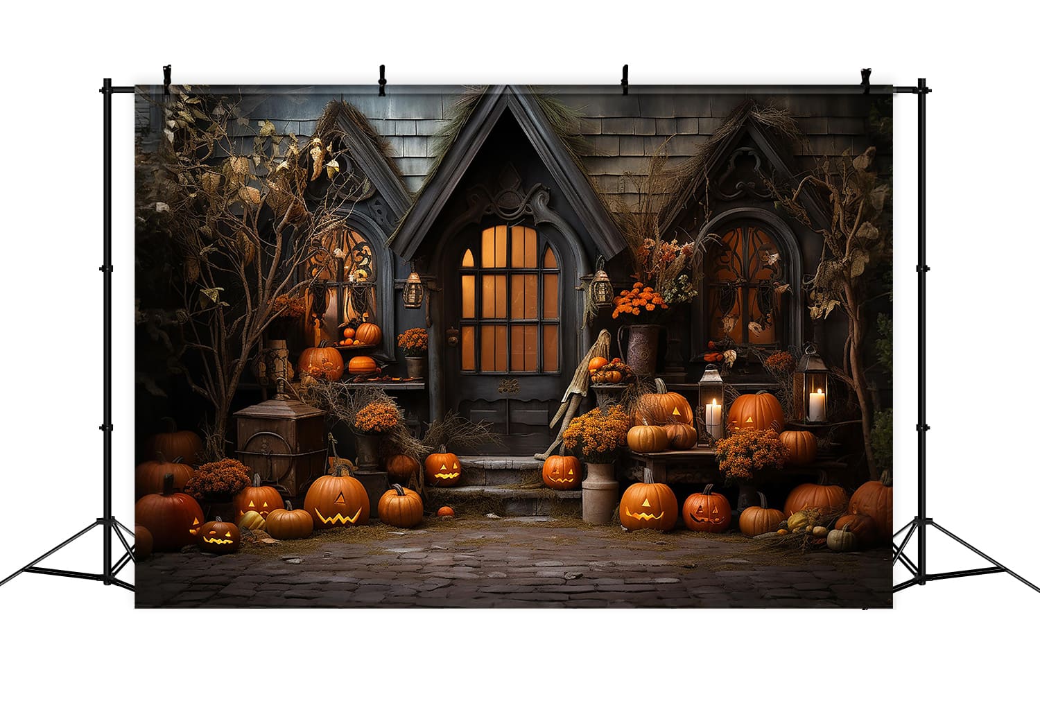 Halloween Pumpkin Candles Photography Backdrop UK RR7-110