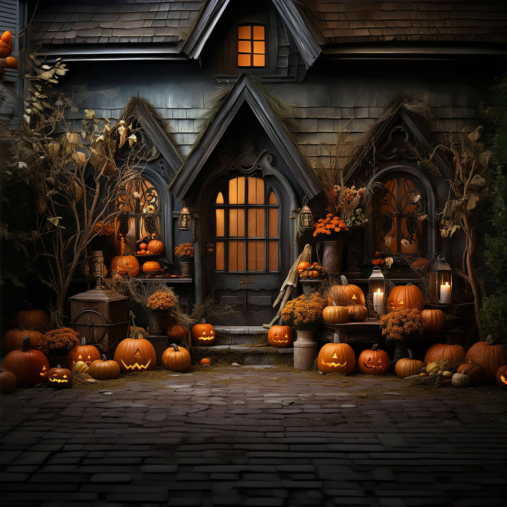 Halloween Pumpkin Candles Photography Backdrop UK RR7-110