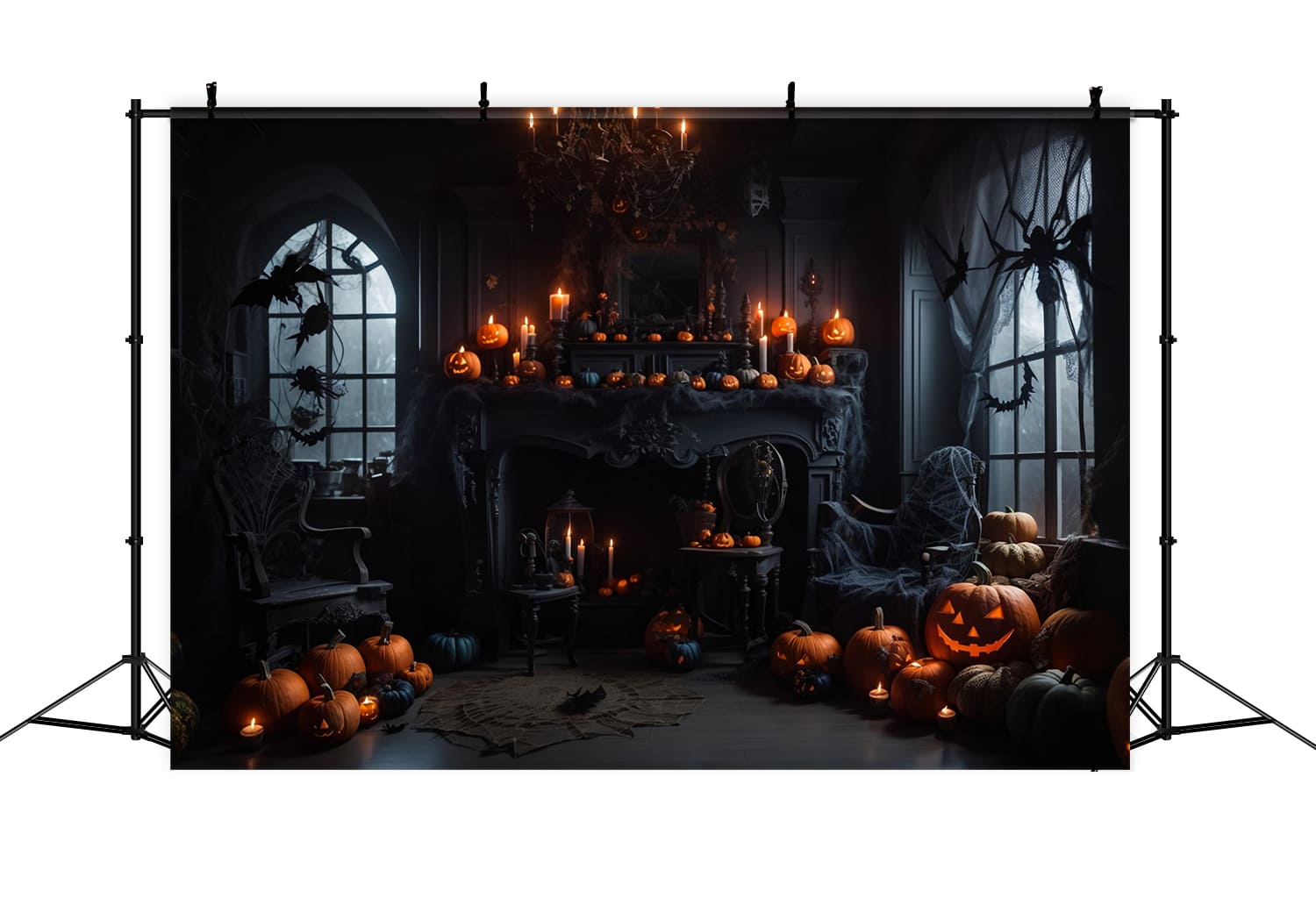 Halloween Room Pumpkin Candles Backdrop UK RR7-114