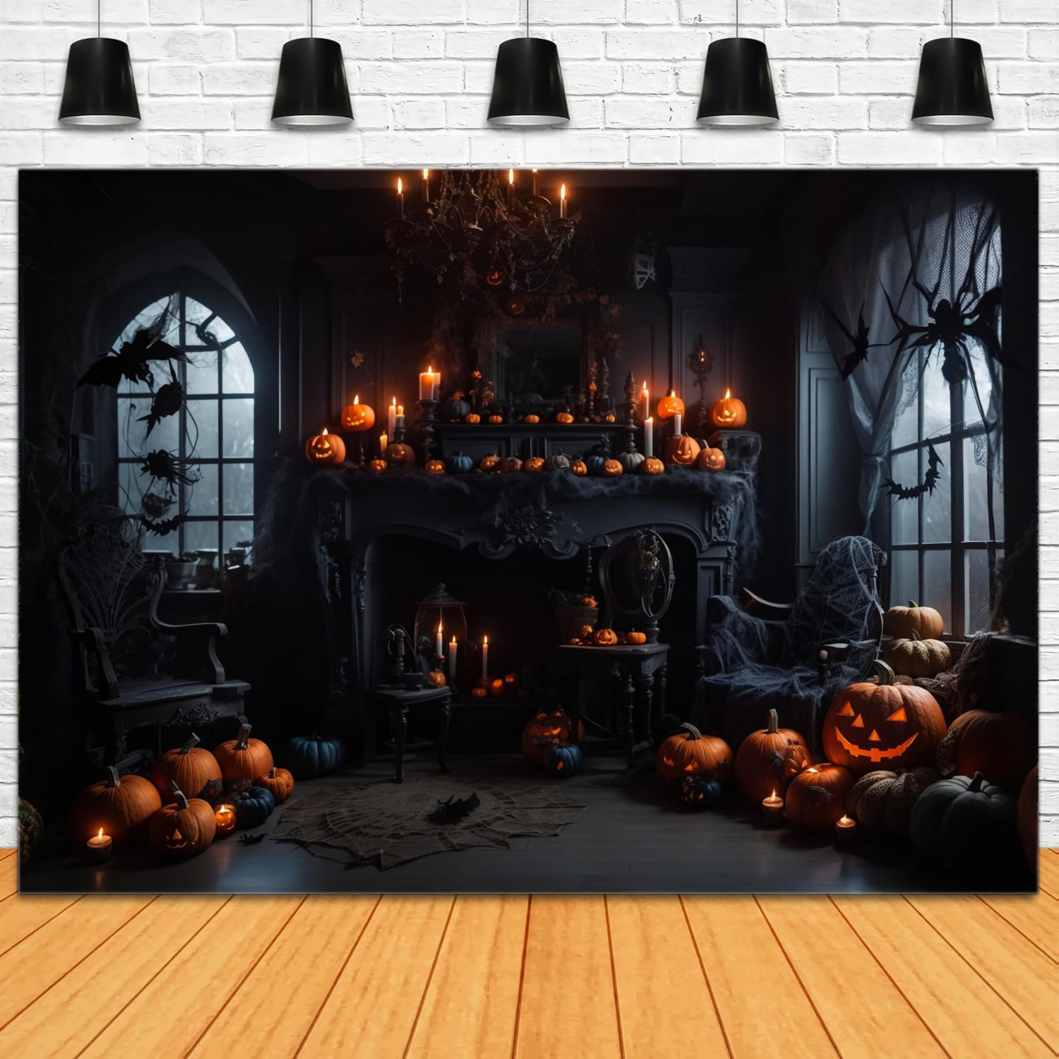 Halloween Room Pumpkin Candles Backdrop UK RR7-114