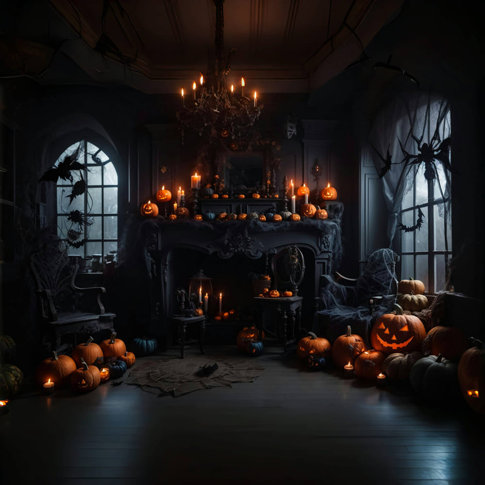 Halloween Room Pumpkin Candles Backdrop UK RR7-114