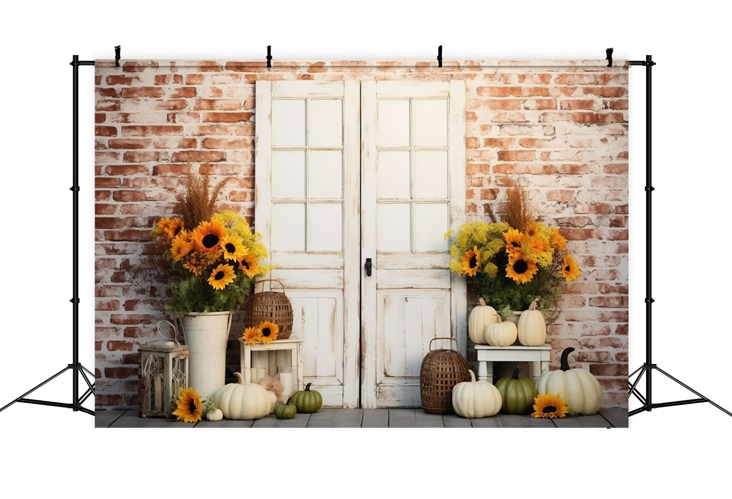 Autumn Sunflower Pumpkin Wall Backdrop UK RR7-116