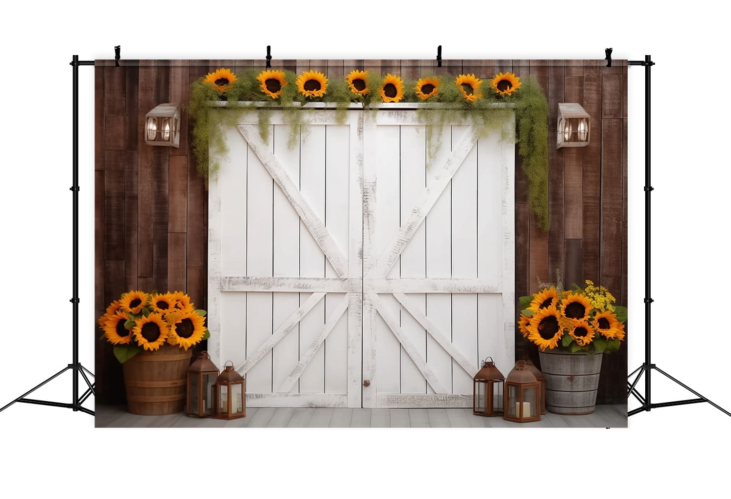 Sunflower Barn Door Autumn Photography Backdrop UK RR7-118