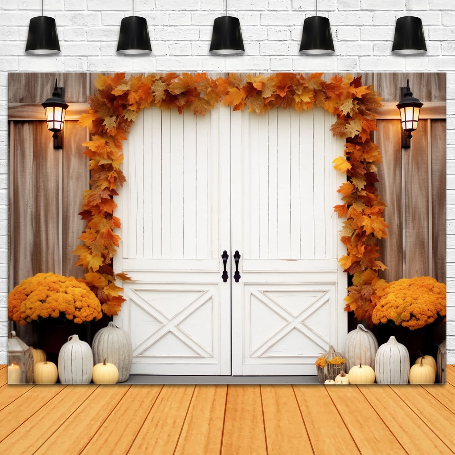 Autumn Maple Leaves Decorated Door Backdrop UK RR7-121