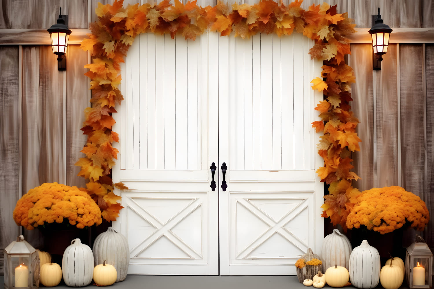 Autumn Maple Leaves Decorated Door Backdrop UK RR7-121