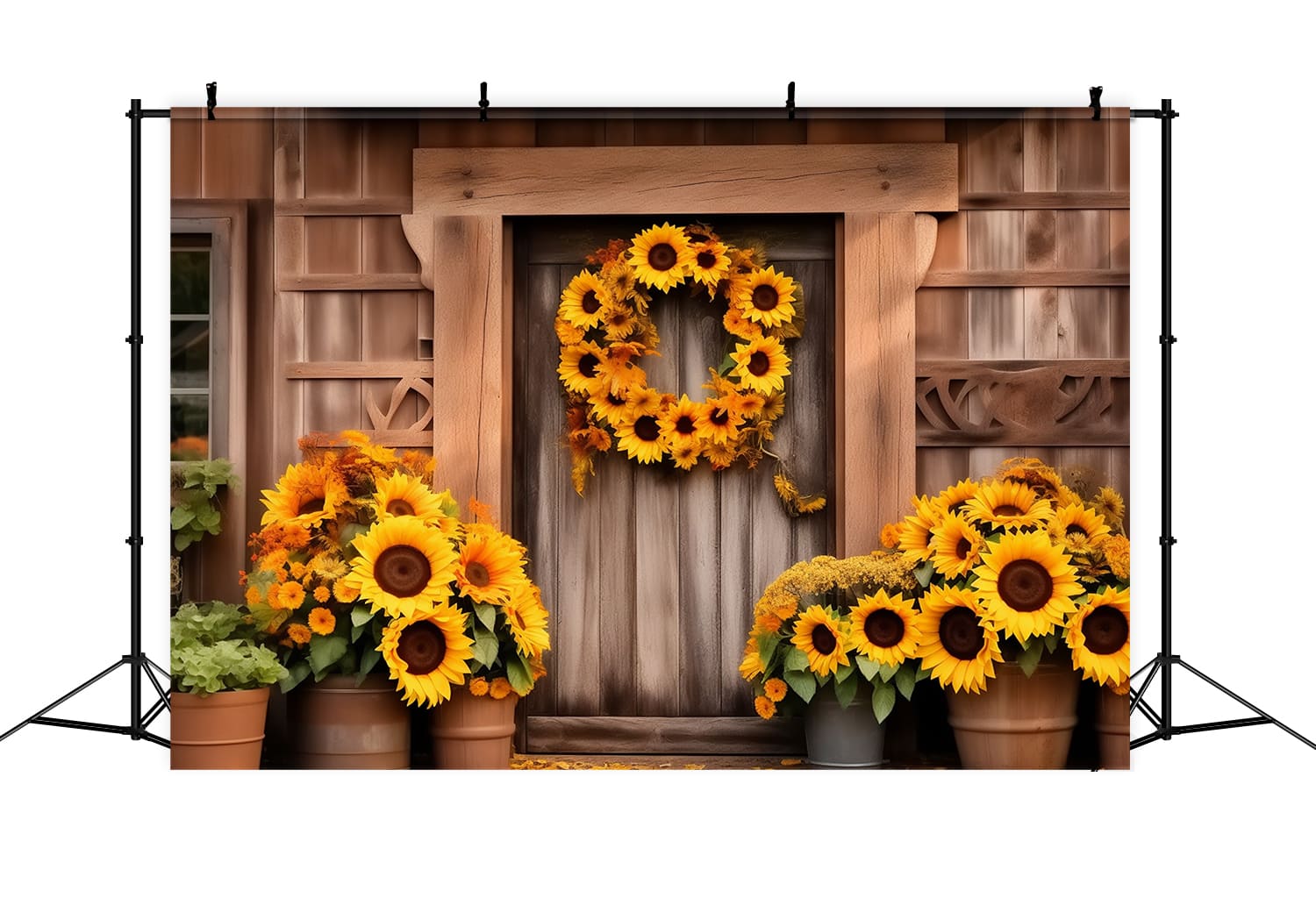 Autumn Barn Sunflower Photography Backdrop UK RR7-123