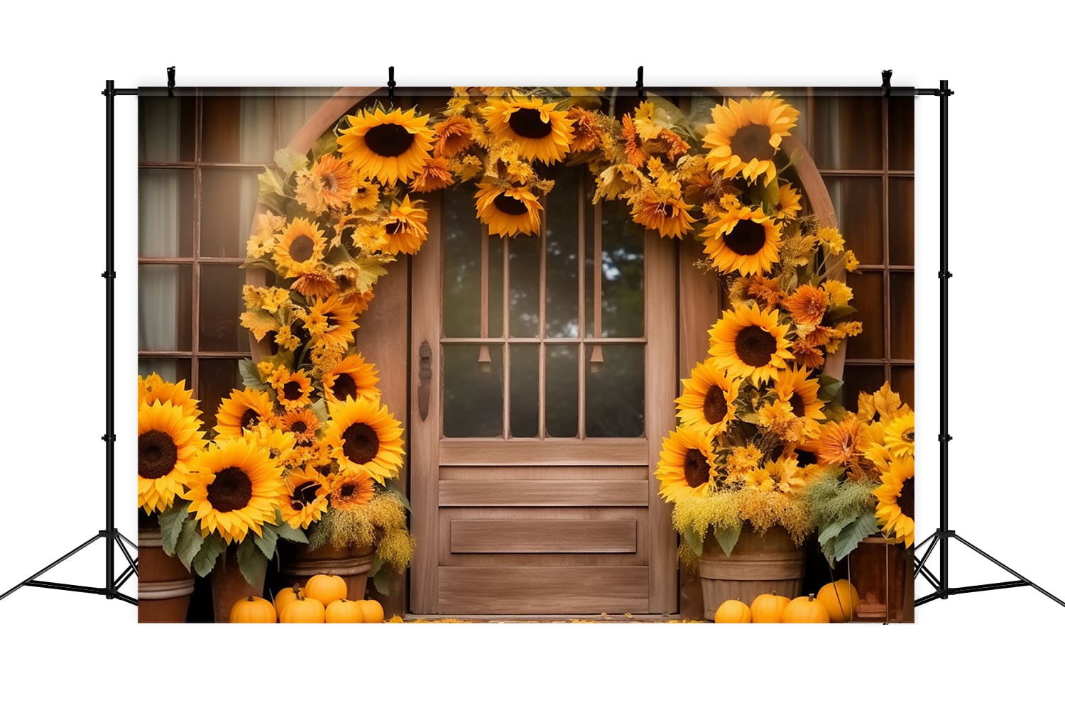 Autumn Sunflower Wreath Barn Door Backdrop UK RR7-125