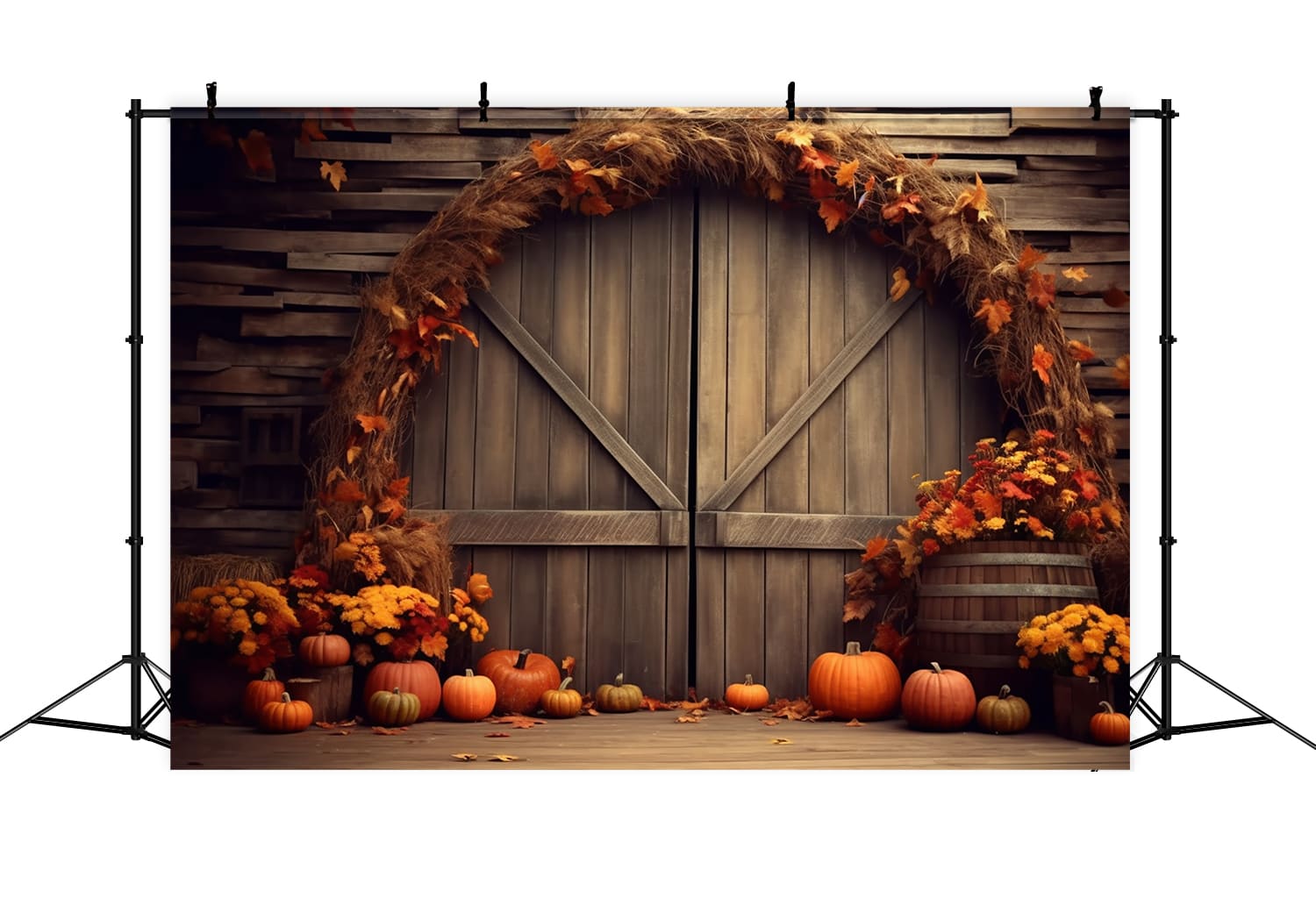 Maple Leaves Arch Pumpkins Autumn Backdrop UK RR7-127