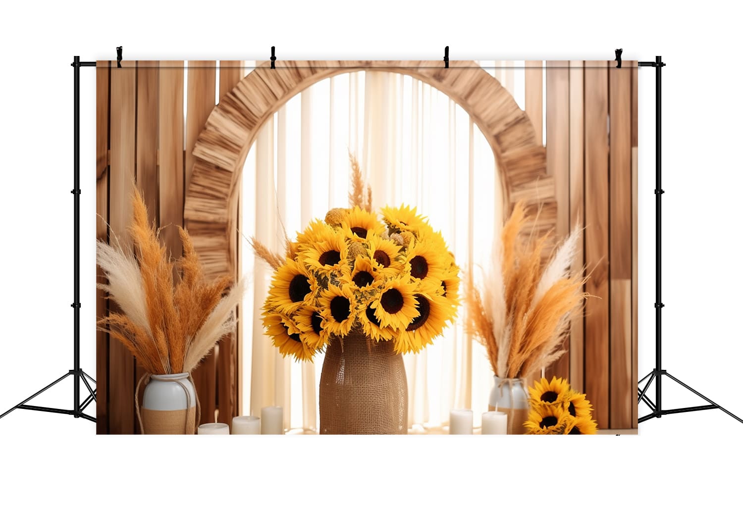 Dried Reed Sunflower Bouquet Autumn Backdrop UK RR7-128