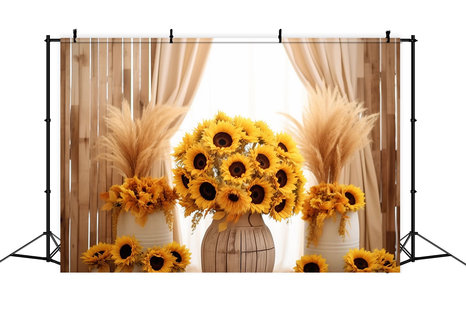 Sunflowers Dried Reed Decor Autumn Backdrop UK RR7-129