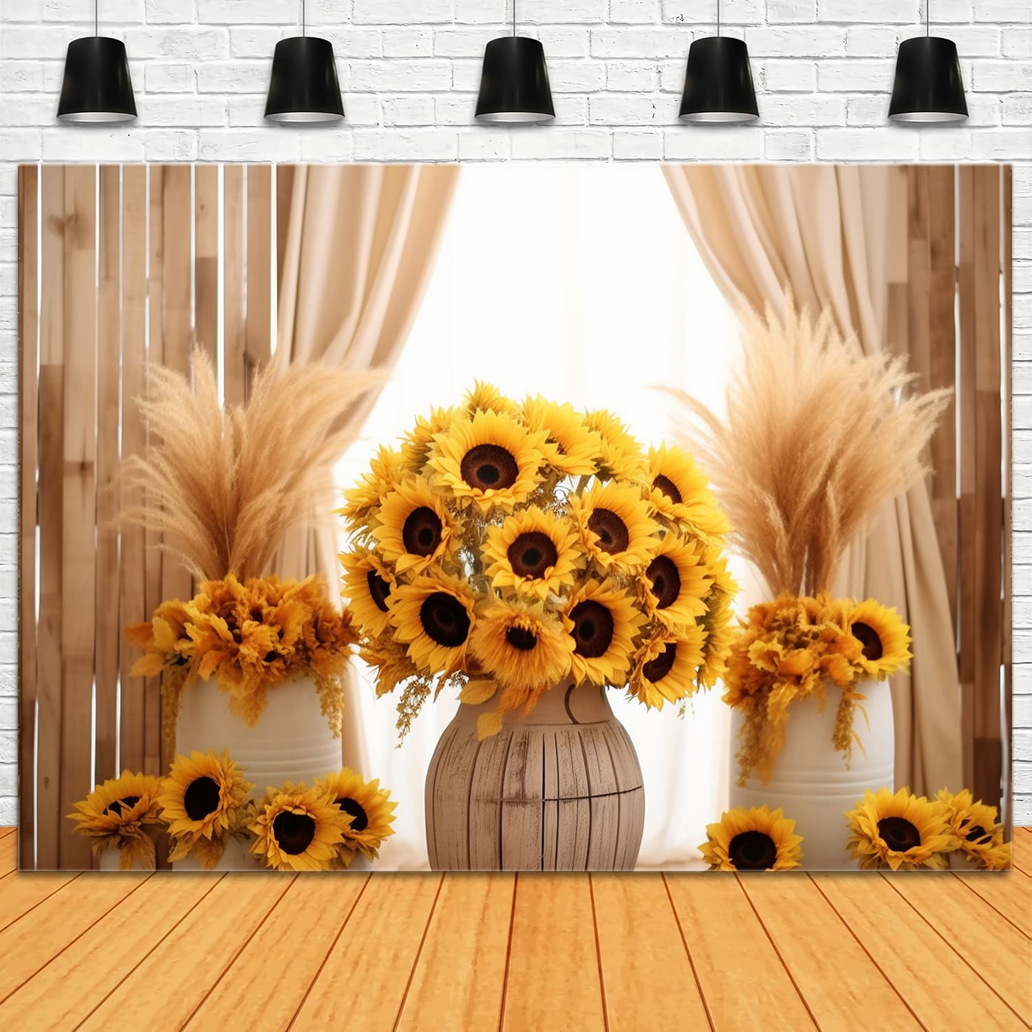 Sunflowers Dried Reed Decor Autumn Backdrop UK RR7-129