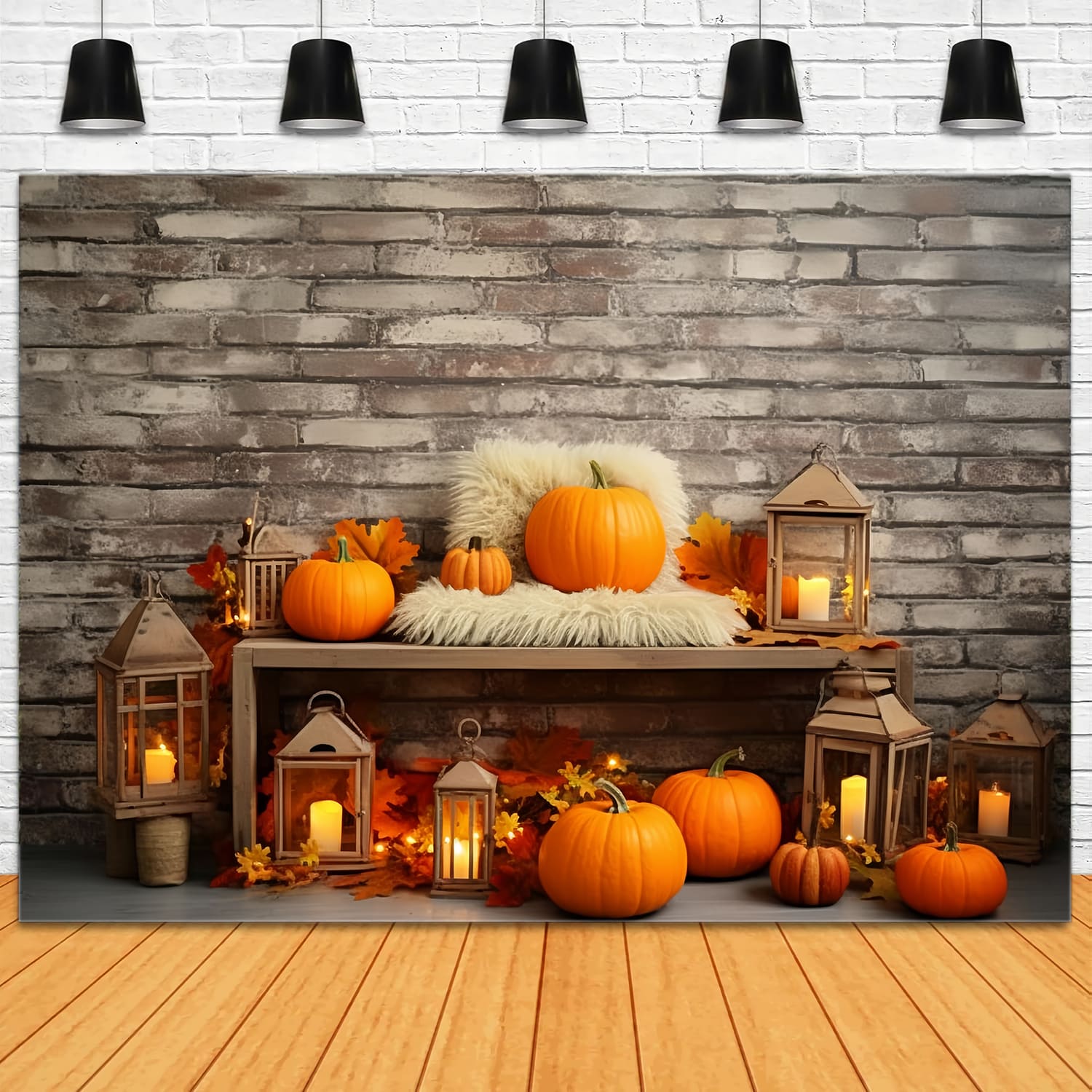 Pumpkins Wall Autumn Photography Backdrop UK RR7-135