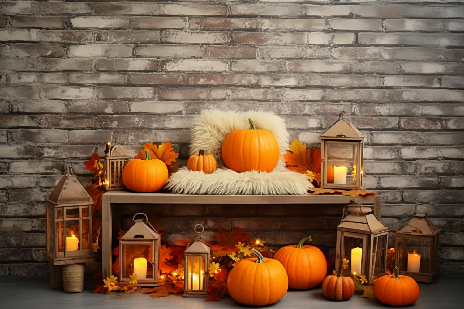 Pumpkins Wall Autumn Photography Backdrop UK RR7-135