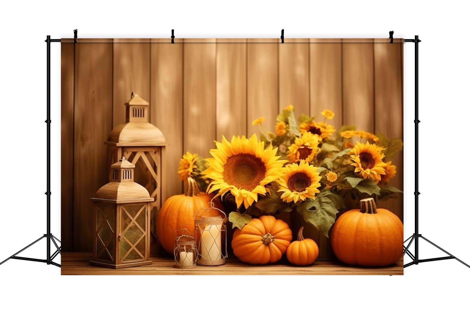 Sunflower Pumpkin Lanterns Autumn Backdrop UK RR7-138