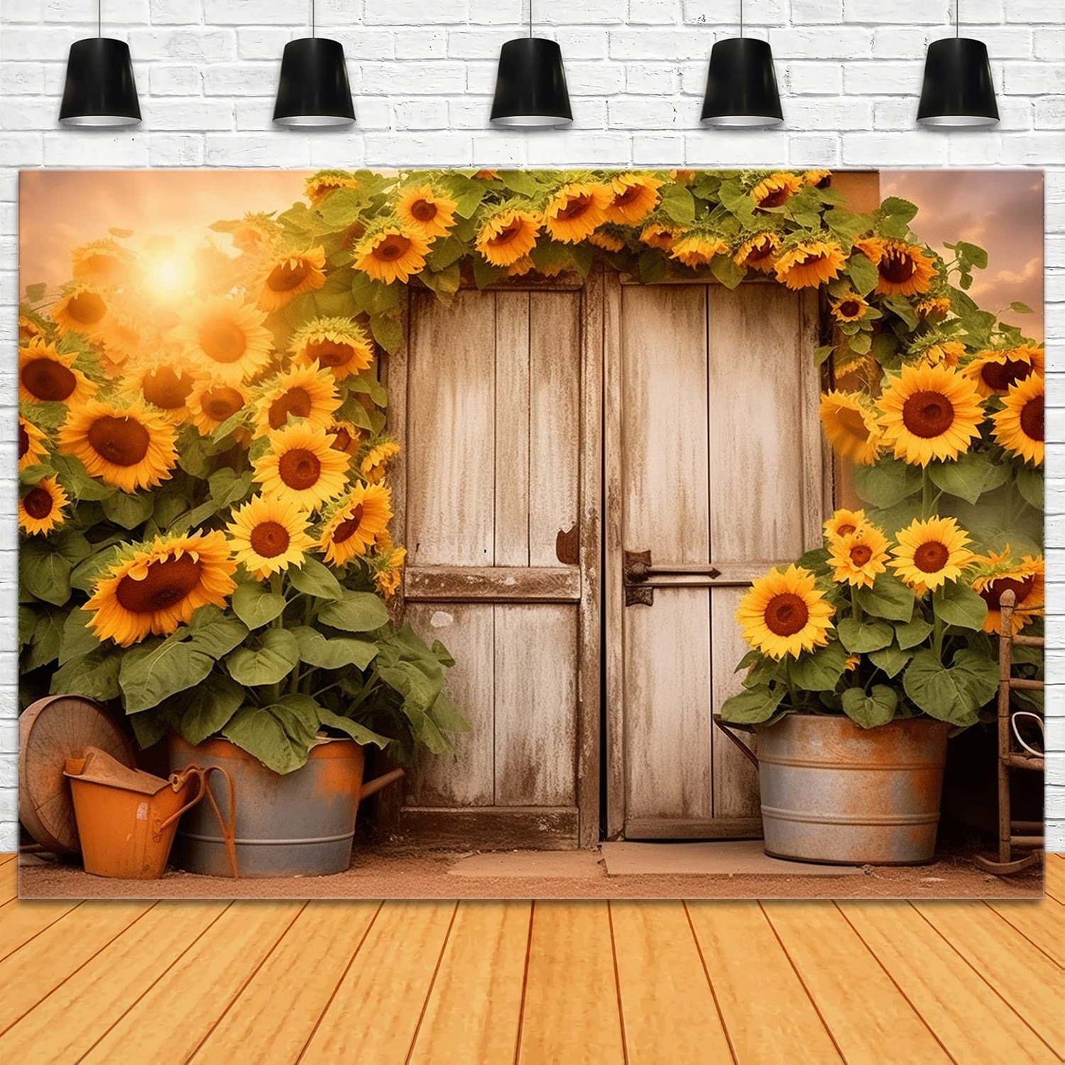 Sunflower Wreath Door Autumn Backdrop UK RR7-139