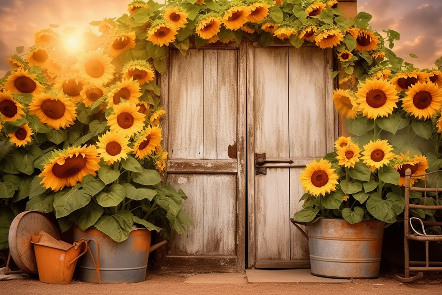 Sunflower Wreath Door Autumn Backdrop UK RR7-139