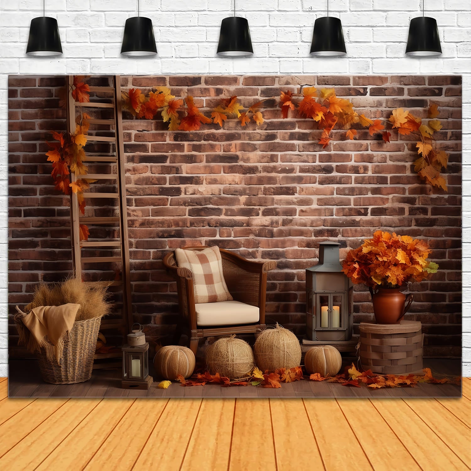 Autumn Harvest Barn Photography Backdrop UK RR7-145