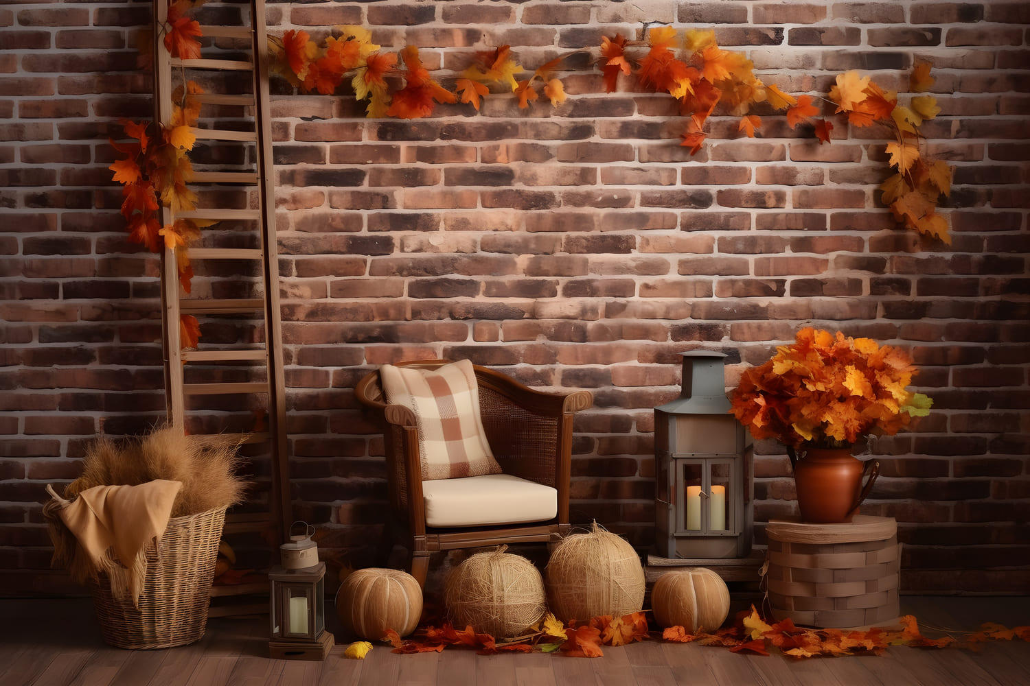 Autumn Harvest Barn Photography Backdrop UK RR7-145