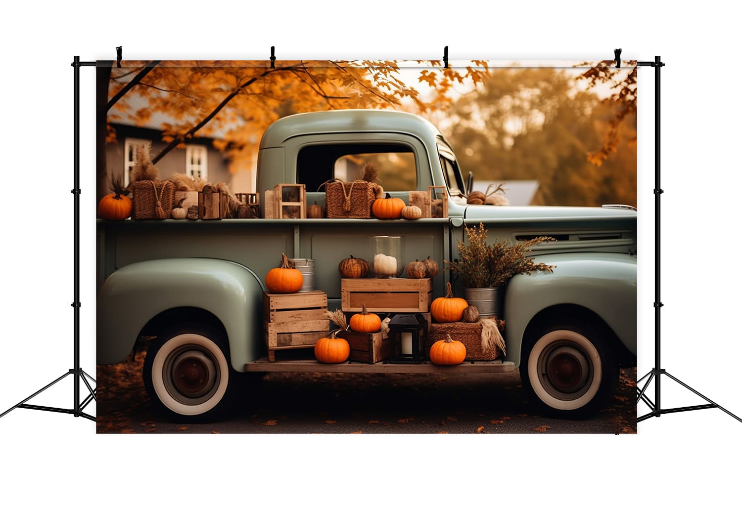 Autumn Pumpkins Harvest Truck Backdrop UK RR7-162