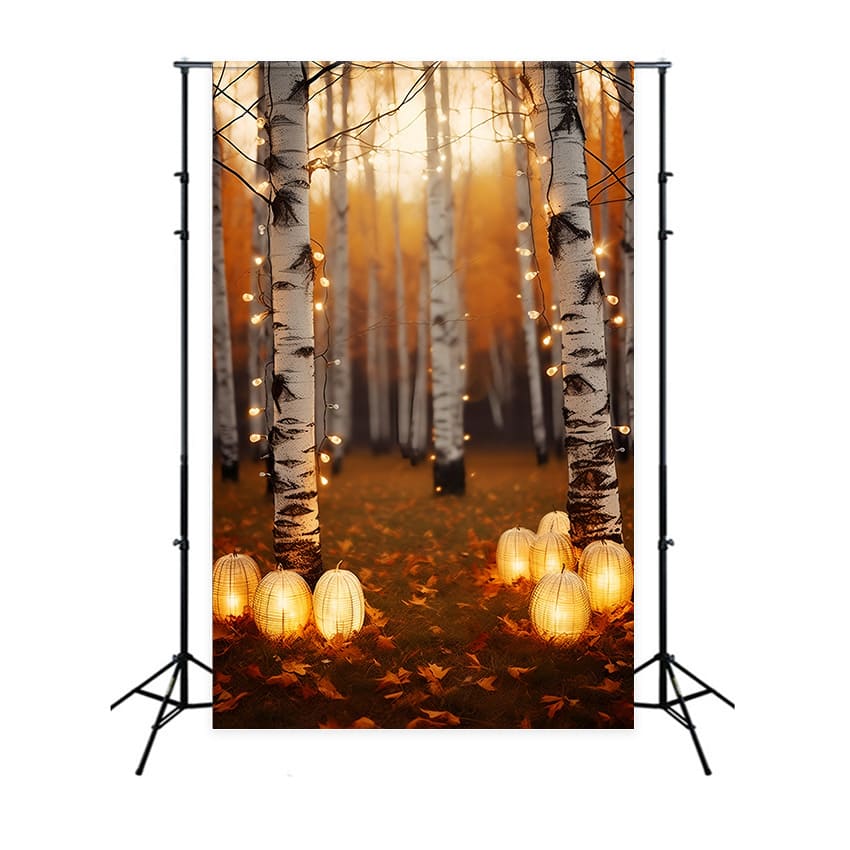 Autumn Birch Trees Lights Photography Backdrop UK RR7-164