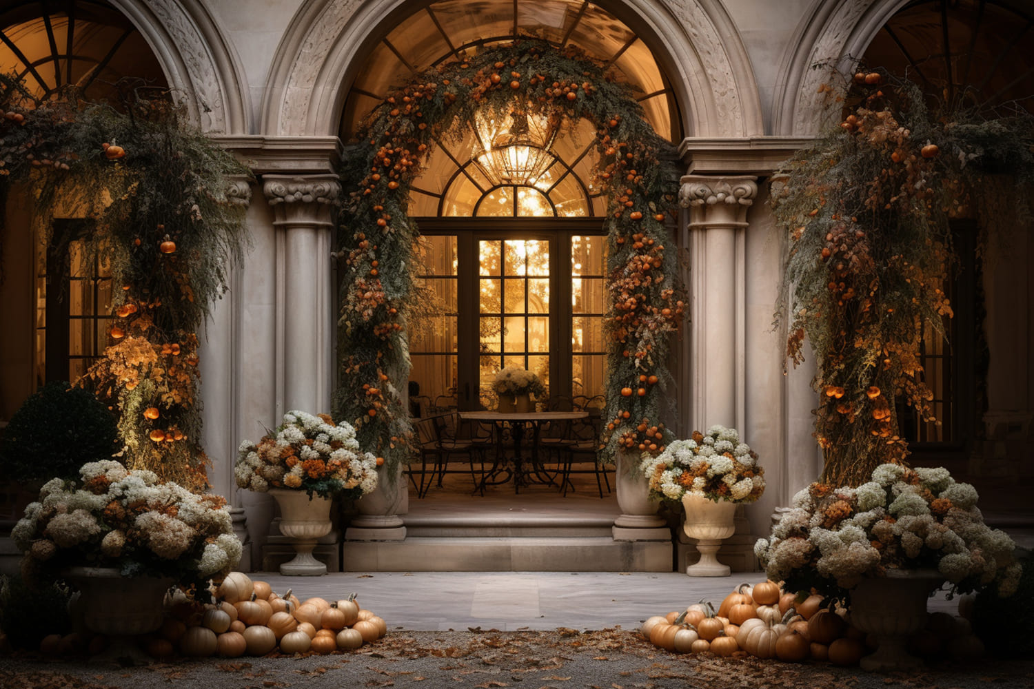 Pumpkins Wreath Front Door Autumn Backdrop UK RR7-166