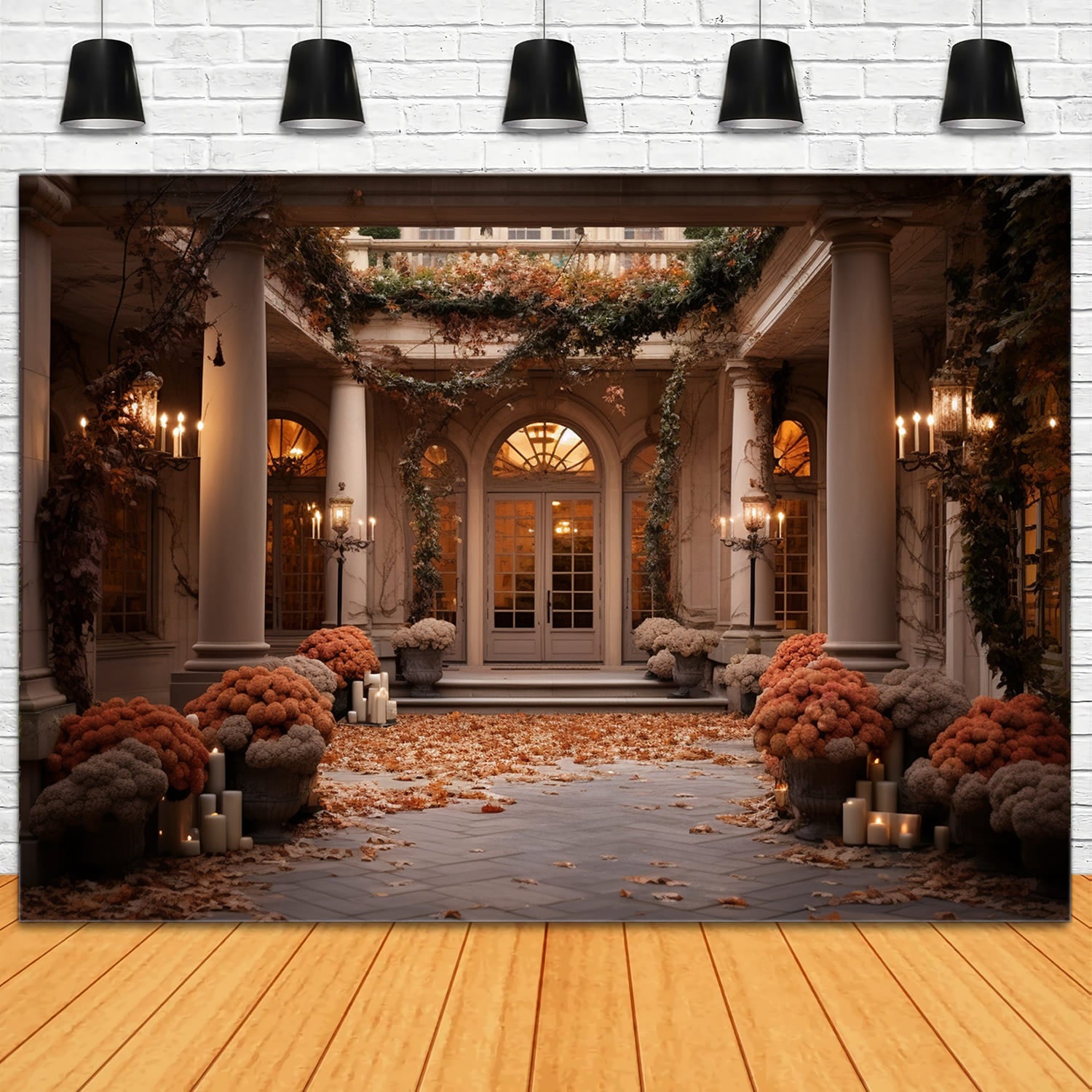 Autumn Flowers House Photography Backdrop UK RR7-167