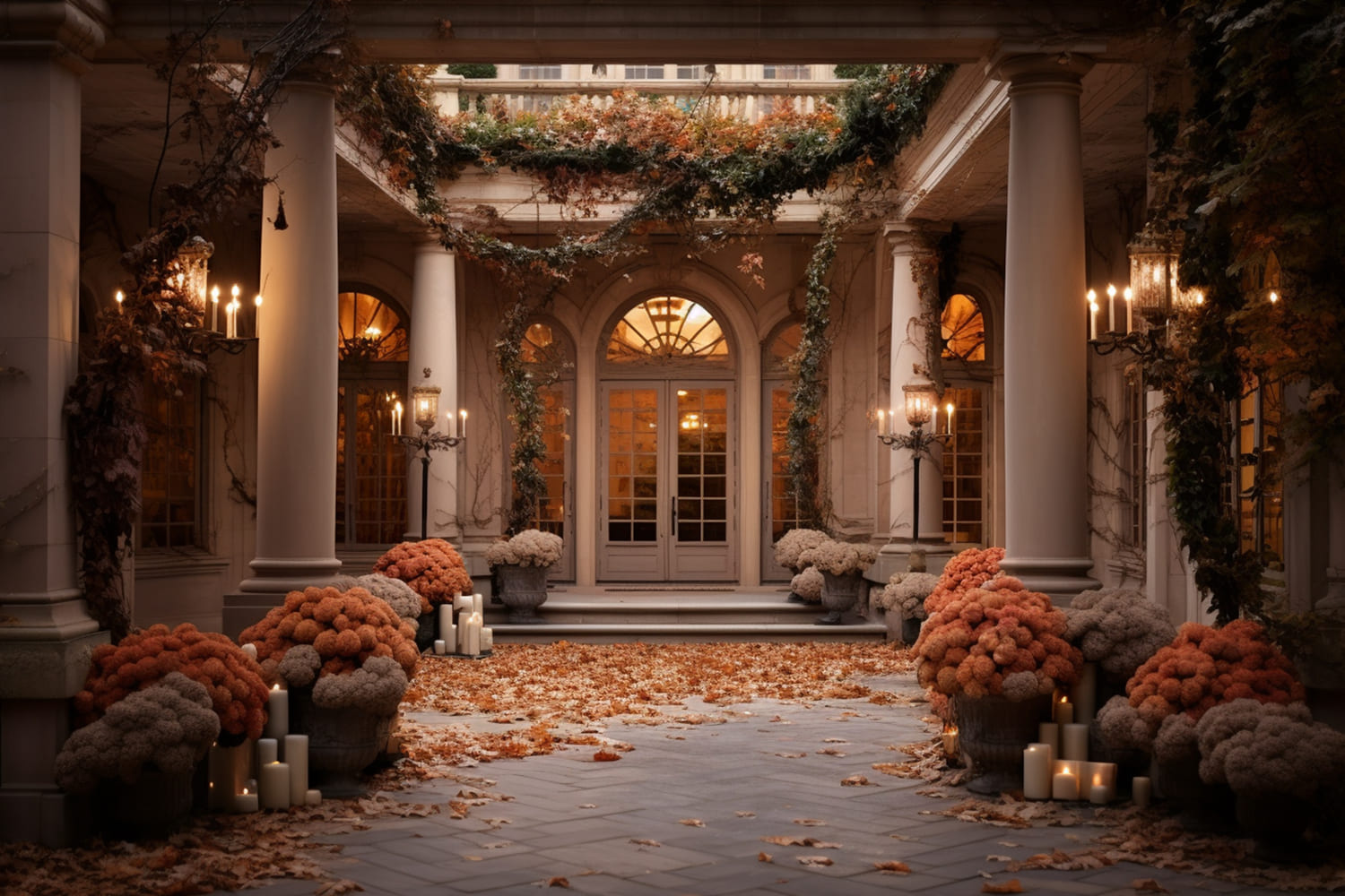 Autumn Flowers House Photography Backdrop UK RR7-167