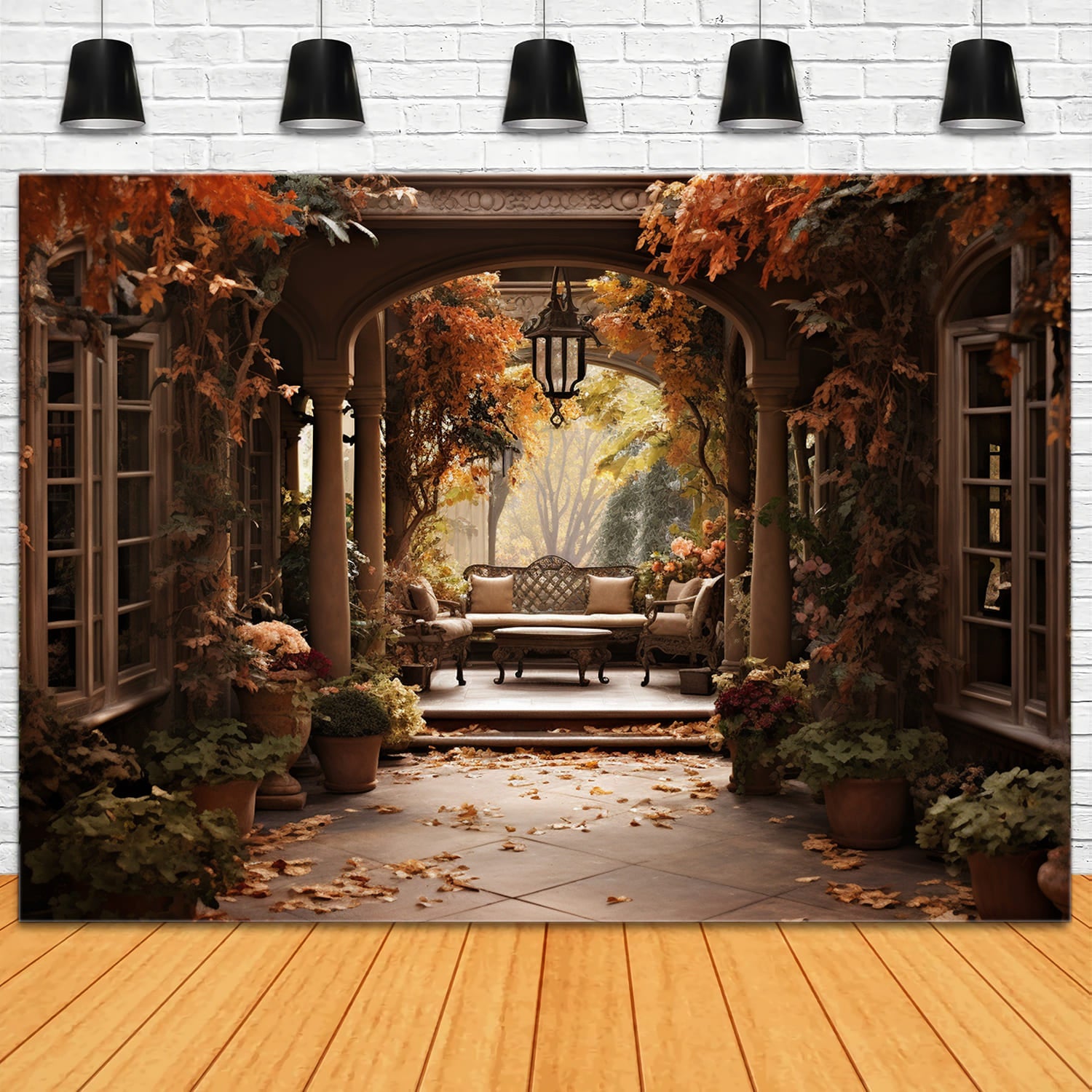 Courtyard Entry Autumn Scenery Backdrop UK RR7-169