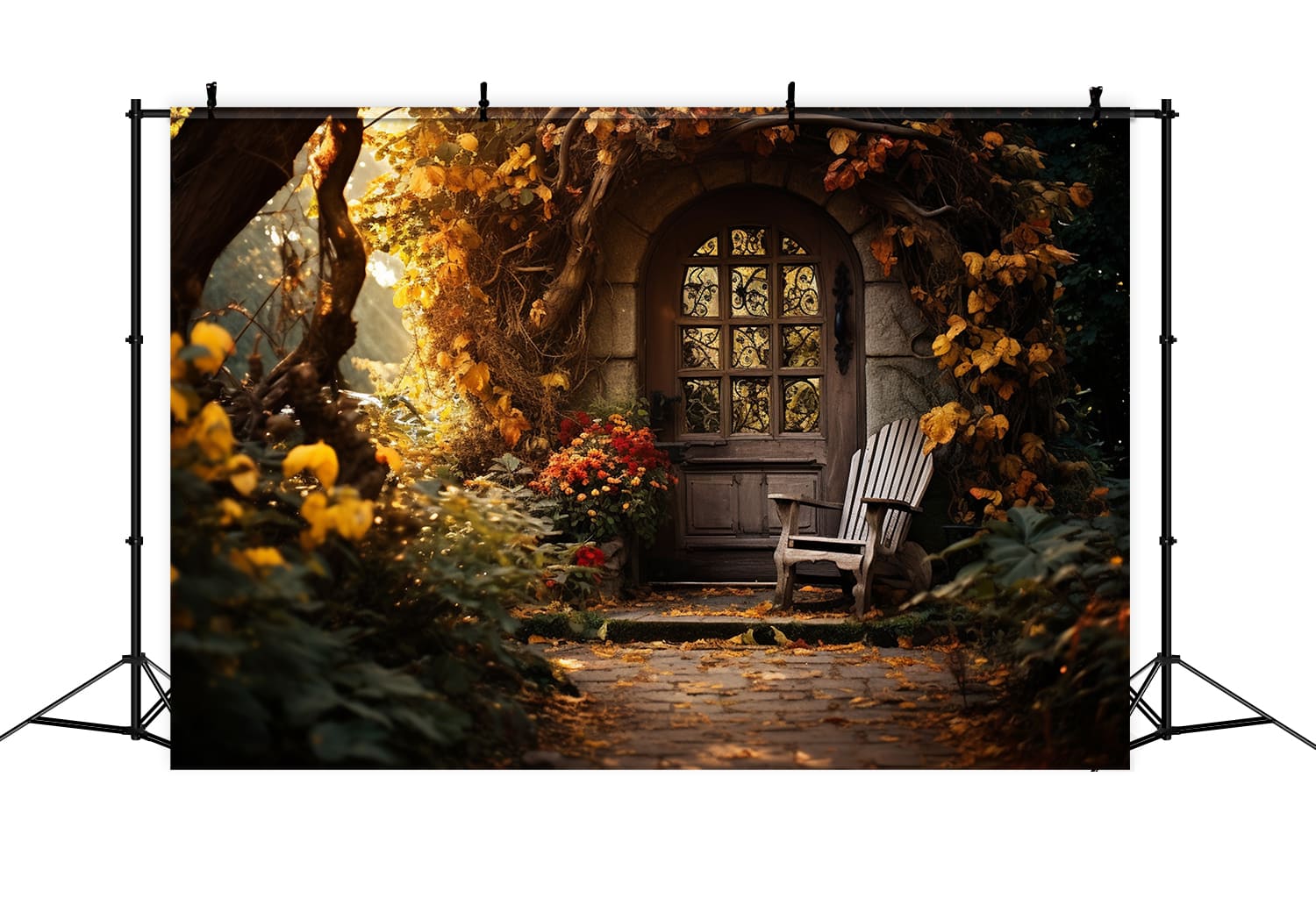 Autumn Leaves Flowers Garden Backdrop RUK R7-171